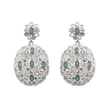 Load image into Gallery viewer, 5 CTW Diamond Polki Genuine Emerald Cluster Dangle Earring
