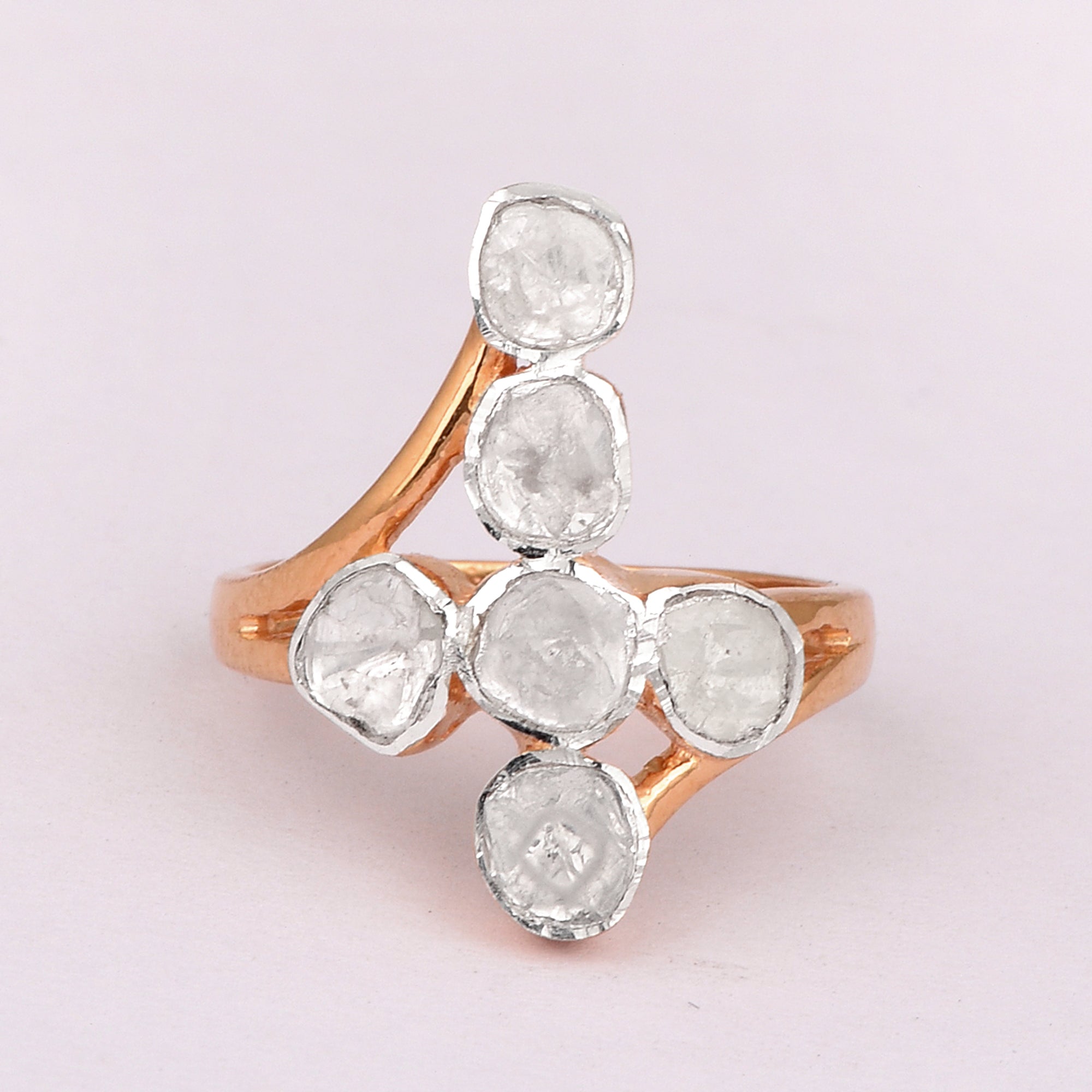 1 CTW Diamond Ring Rosecut Diamond Ring Natural Polki Ring 3 PC Polki Diamond Ring Statement Jewelry 925 Sterling Silver store Ring Gift Jewelry